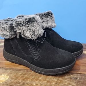 Khombu Jessica Winter Warn Ankle Boots Faux Suede Faux Fur Shearling Lining Sz 7
